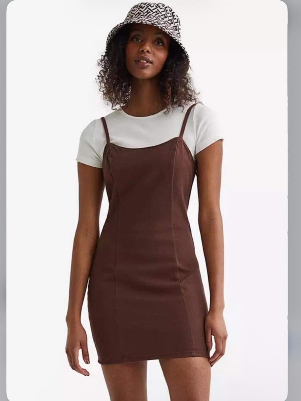 NWT Divided by H&M Brown Spaghetti-Strap Mini Dress